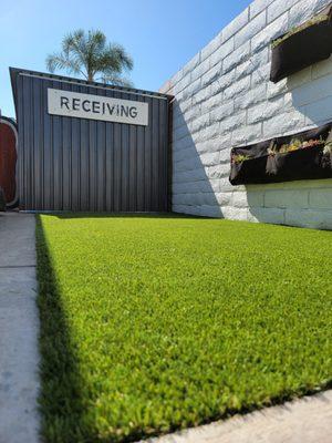 Backyard synthetic grass, pet friendly turf installation in Huntington Beach, Orange County, California