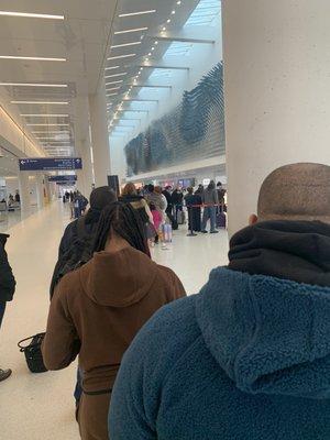 The line of people waiting to pick up their Dollar/Thrifty car rental on Thanksgiving.