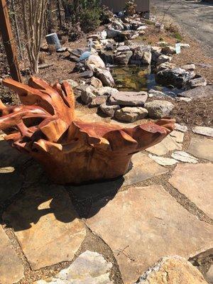 I could relax in this stump chair by the pond for hours!