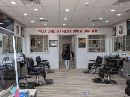 The main area for haircuts. The back area is for manicures, pedicures and I presume waxing