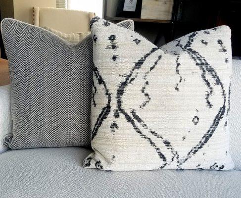 In stock custom made pillows: Global modern pillows in black and white print