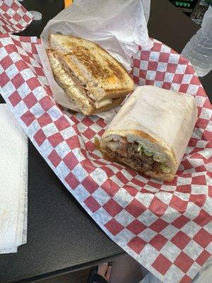 Shared lunch.  This pic shows half Turkey Reuben and half Bulgogi Sub.