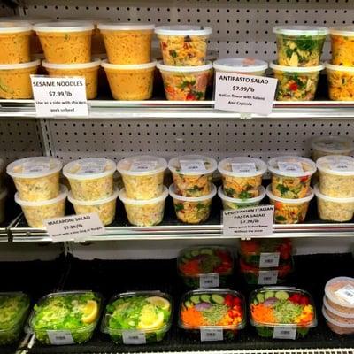 Grab and go salads, pastas, and sandwiches