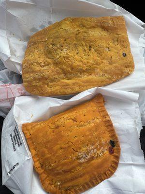 Curry shrimp patty, Callaloo & Salish patty