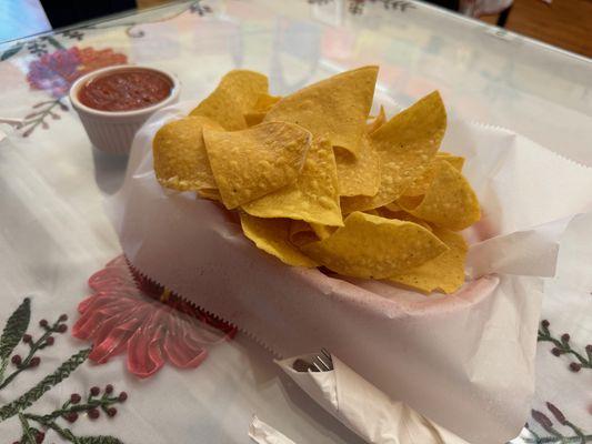 Chips and salsa for the table.