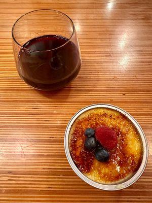 Homemade Bourbon Crème brûlée pairs nicely with Draughtsmen Star Pine wine