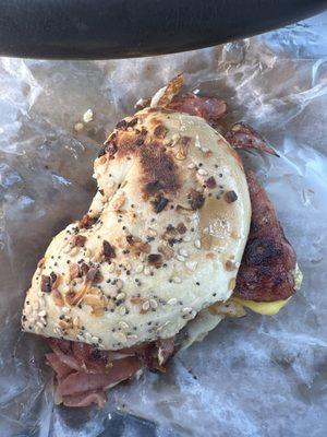 Wow.  That kielbasa egg and cheese on an everything bagel is the best breakfast sandwich I have ever had...!!Flavorful haha.  Thanks Rick