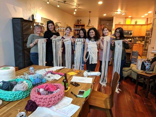 First class at Indie Cottage PDX! Macrame Wallhanging with Black Sheep Made June 2018. Thank you Alyssarhaye for a delightful class!