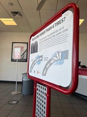 tire replacement recommendation sign