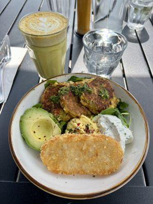 Breakfast Bowl with corn fritters