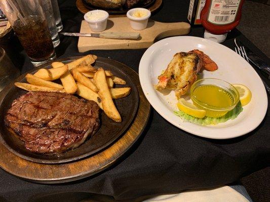 8oz Ribeye with a 6oz Lobster Tail!! To die for!!