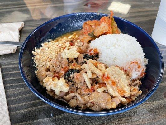 Build your own bowl - Thai basil chicken, kimchi