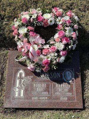 My Great Grandma's resting place, I placed this wreath on her resting place after my Grandma (her daughter) joined her after her passing.