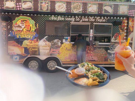 Carne asada tacos and mangonada