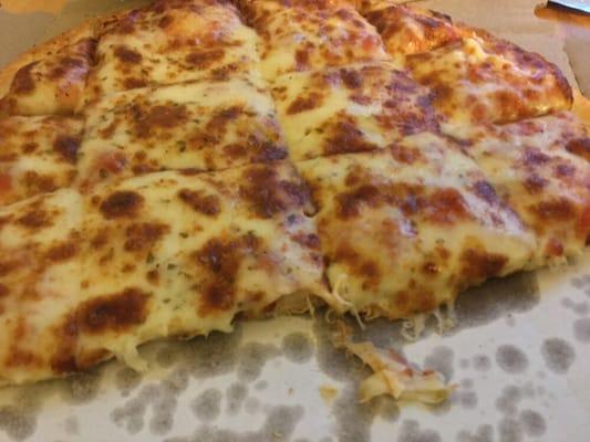 Cheese pizza. Very cheesy and flavorful.