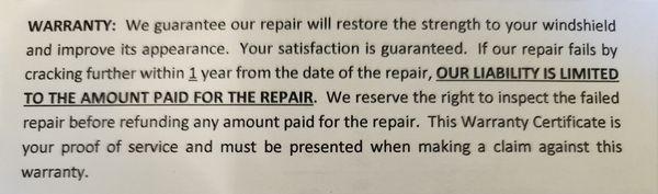 The Warranty which was not honored.