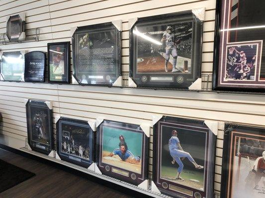 Framed collectibles, great for gifts and sports fans