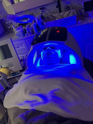 My first facial with LED light.