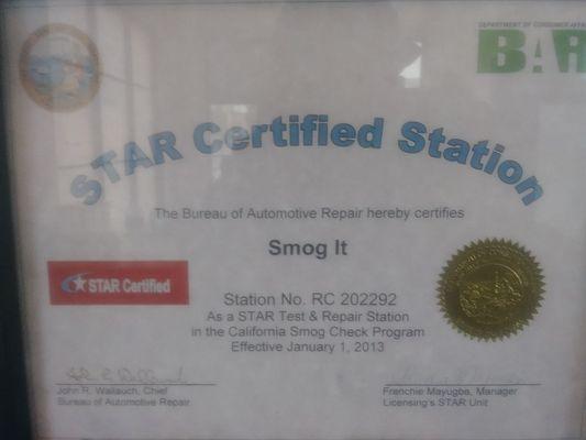 We are a STAR CERTIFIED station.