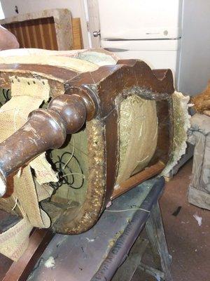 130 year old antique sofa. So the complete restoration job.