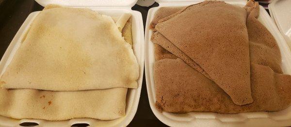 Regular and teff injera to go