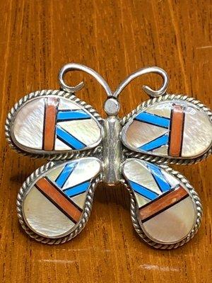 Vintage Zuni c1950's trading post butterfly ring