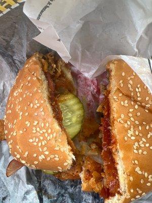 Wester Bacon cheeseburger with pickles