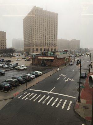 Shot from the people mover behind the bar.