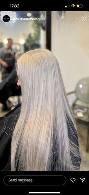 This is the example of the silver white blonde I've been able to achieve here