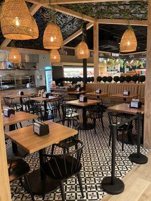 Restaurant seating inside the store