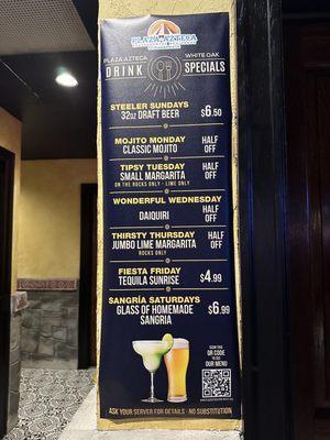 Daily drink specials