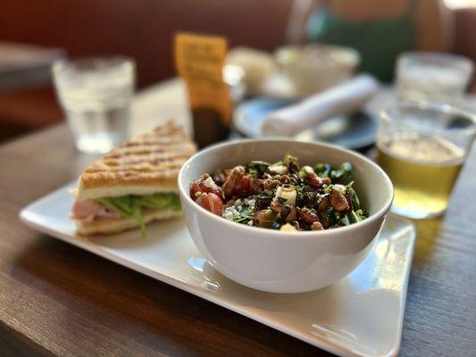 Ham and cheese panini with a side salad. Complex flavors, and great execution.