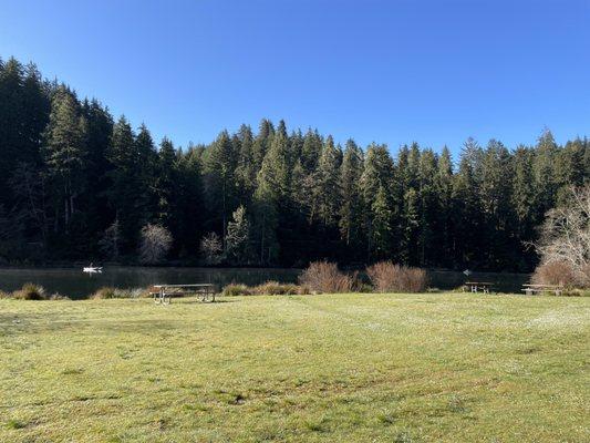 Picnic area and lake