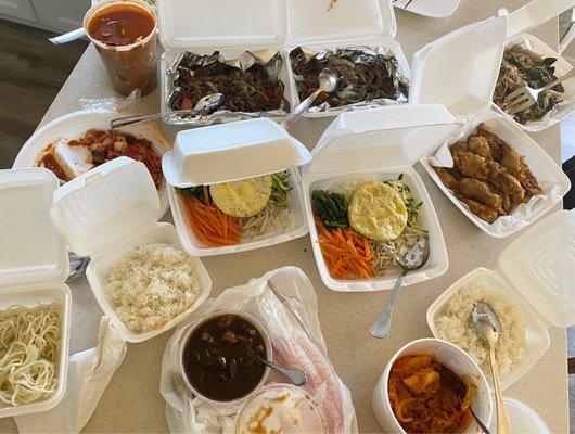 Champong, bulgogi, japchae, soy sauce wings, bibimbap, tteokbokki, jjajangmyeon