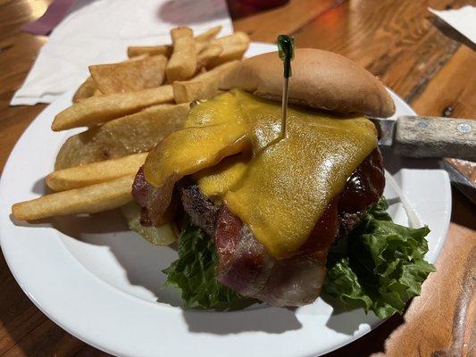 Build your burger with bacon, cheddar, and house BBQ sauce.