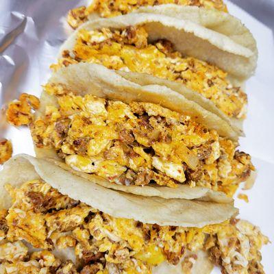 Chorizo and egg breakfast tacos