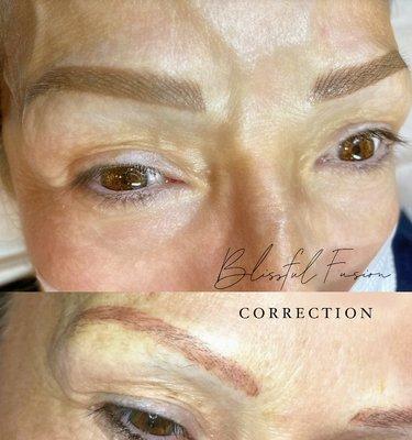 Correction of Old Brow Tattoo- Microblading & Powder Shading.