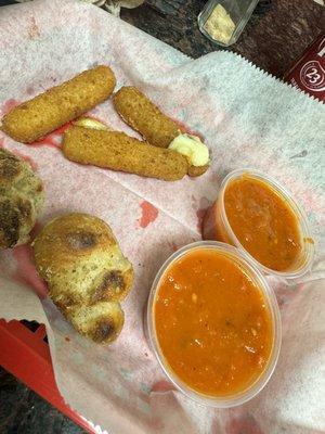 Mozzarella Sticks and 7 Piece Garlic Knots