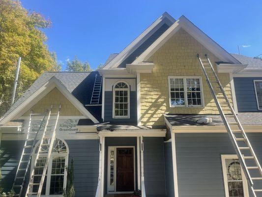 Installation of James Hardie shingle shakes by Redwood Exterior professional crews.