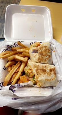 Shrimp wrap and fries