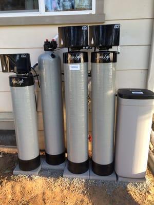 Well water application neutralizer softener and oxy tech iron filter