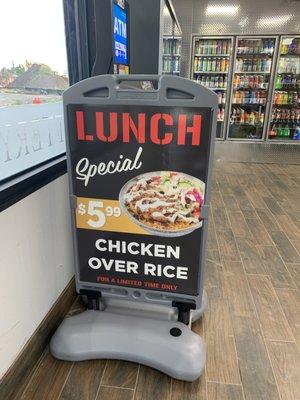 Lunch Special every day, chicken over rice :-$5.99