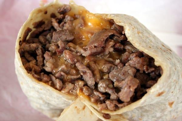 Carne asada w/ beans and cheese only