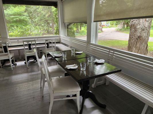 Covered porch seating