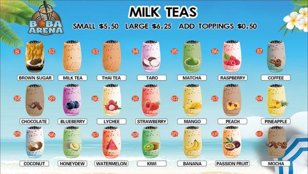 Milk Teas Menu