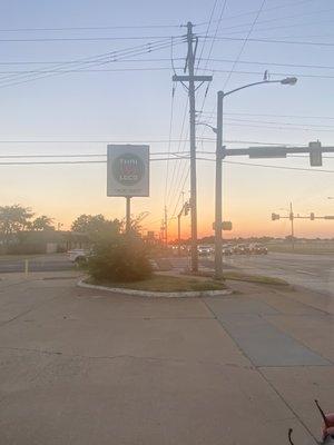 Sign at sunset