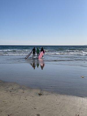 First surfing lessons.