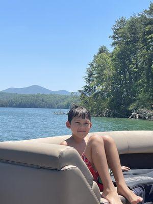 Blue Ridge lake with mountain scenes