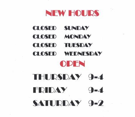 NEW HOURS