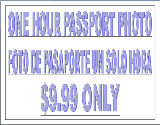 one hour passport photo for just 9.99 only..